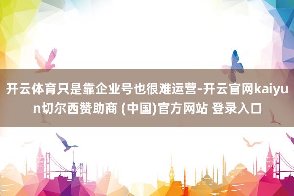 开云体育只是靠企业号也很难运营-开云官网kaiyun切尔西赞助商 (中国)官方网站 登录入口